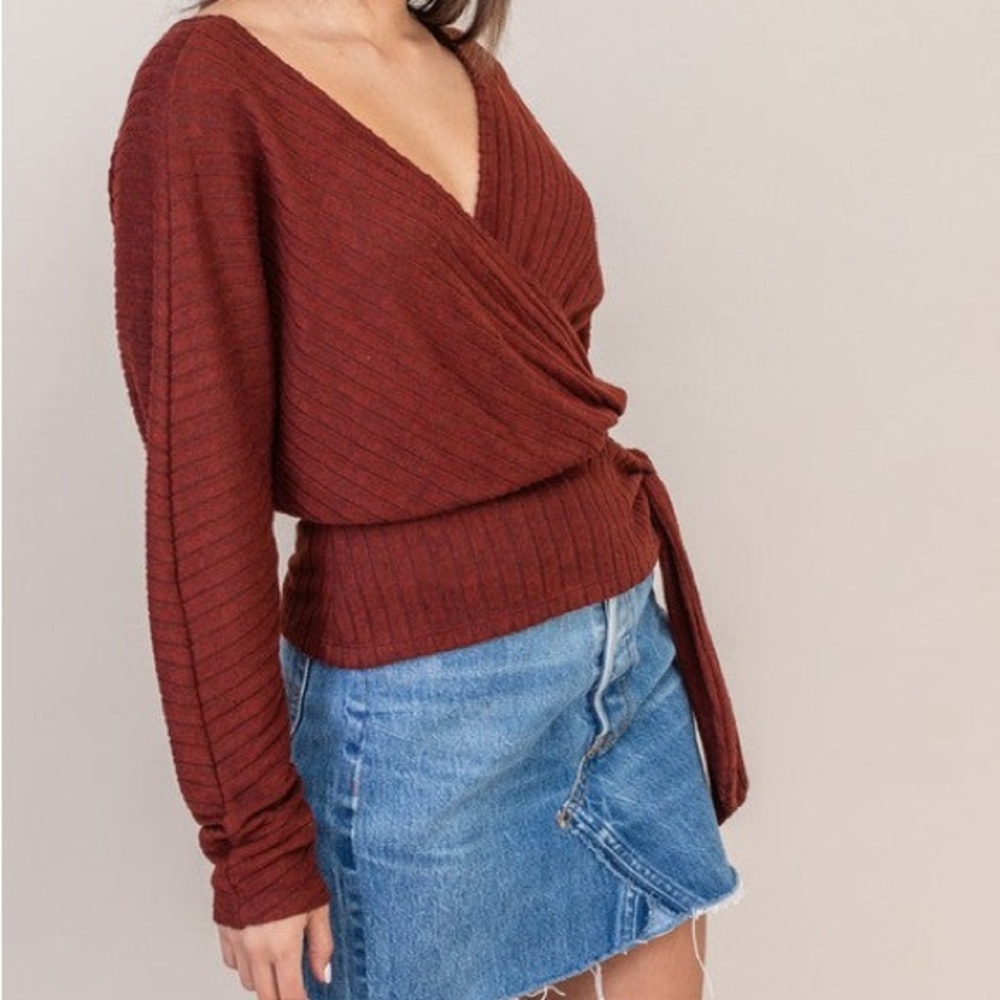 Rust Wrap Top. NWOT - Picture 2 of 4